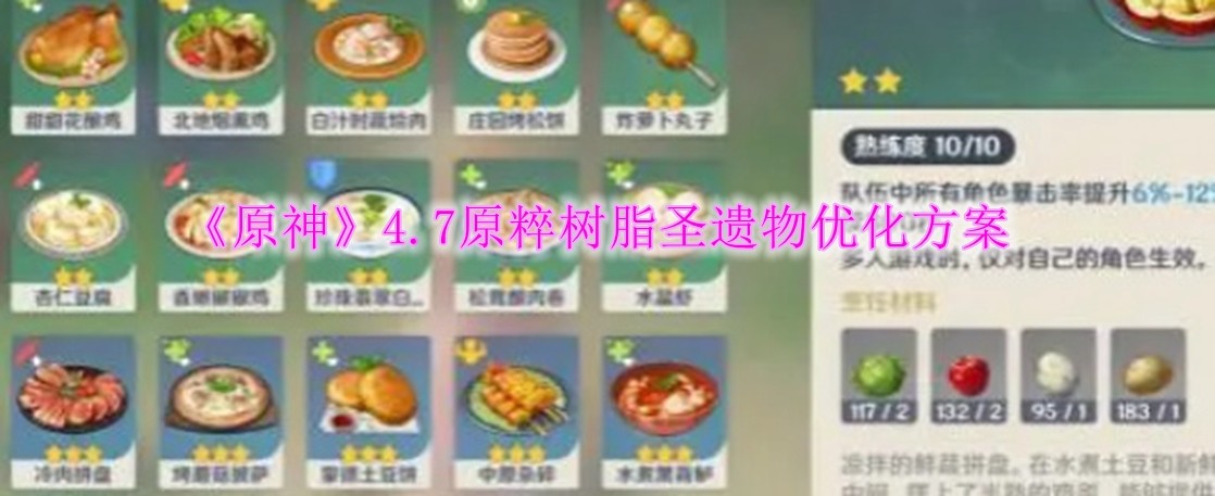 原神4.7原粹树脂圣遗物怎么优化 原神4.7原粹树脂圣遗物优化方案